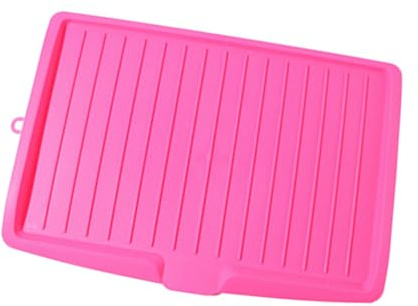 Dish Drain Board, 45 x 31.5 cm Sink Dish Drying Rack Plastic Drying Rack Tray Sink Kitchen Counter Dish Drainer for Cutlery Fruits Vegetables (Rose Red)