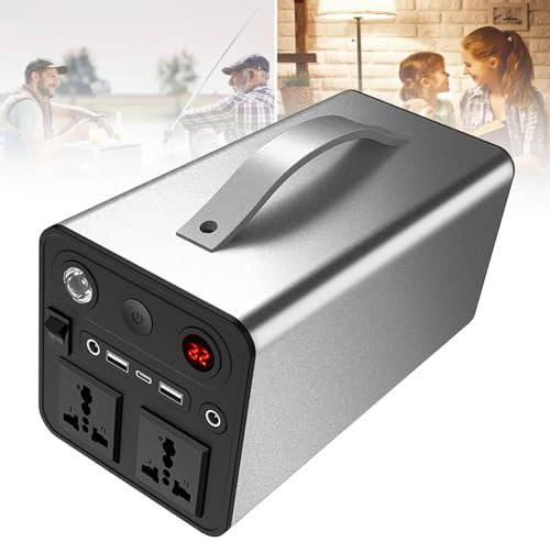 Hydravex Estación de energía portátil 300W 90000mAh, generador Solar para Camping, Viajes, Pesca, Fuente de alimentación de Emergencia, Salida AC/DC/USB/Tipo C para Exteriores,Silver