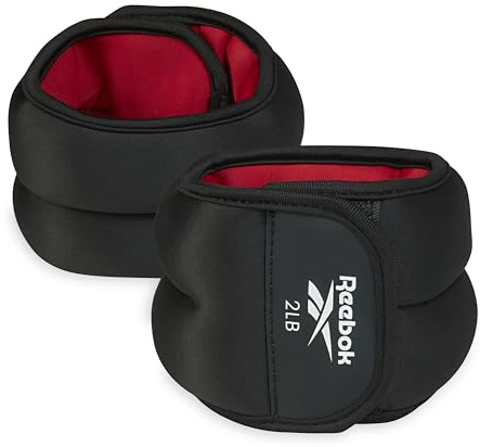 Reebok Wrist and Ankle Weights, 2 x 2 lb Wearable Weights for Intensifying Workout, Durable Polyester & Spandex Ankle & Wrist Weights, Home Workout Essentials & Gym Accessories for Women & Men