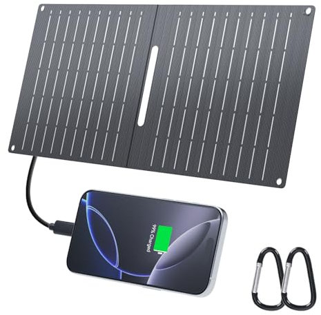 Ecosonique 15W/30W/60W Foldable Solar Charger Panel, Dual USB-A & USB-C Fast Charging, IP67 Waterproof ETFE, Ultra-Light Portable for Camping, Compatible with iPhone, Samsung, Google Pixel, LG