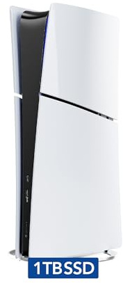 PlayStation 5 Slim Digital with 1TB SSD Storage, Console Only - PS5 Gaming System, White [video game] (Renewed) [video game]
