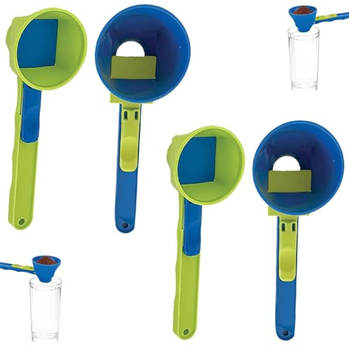 SIXHAOBU 4 Stück Slide Scoop Measuring Funnel Trichterlöffel für Pulver, Mini-Sieb, Slide-Sieb, Trichter-Messlöffel, zum Messen von trockenem Pulver und Flüssigkeiten