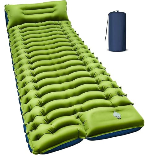 Myxslop Isomatte, Camping Luftmatratze Kleines Packmaß und Leichte, Camping Matratze mit Fußpresse Pumpe & Kissen für Outdoor Campingmatte Schlafmatte Luftzellenmatte Aufblasbar