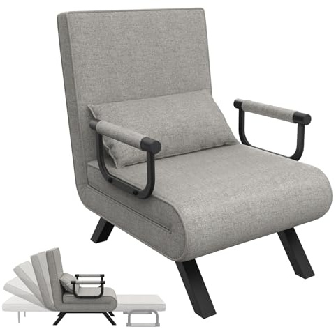 ACXIN 3 in 1 Schlafsofa, Hellgrau Gästebett bis 150 kg Belastbar, Schlafsessel Klappsessel mit Bettfunktion,Sofabett für Wohnzimmer, Schlafzimmer, Balkon