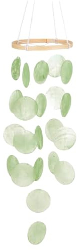 EXTRWORY Campanas de viento de concha natural para colgar en el jardín, decoración de 73 cm, estilo bohemio, para exteriores, interiores, móviles, para patio (verde)