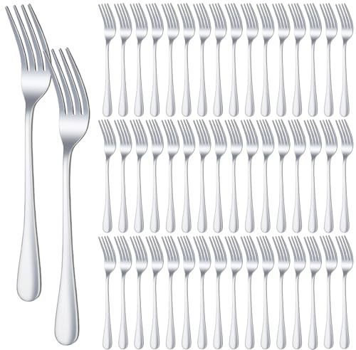 48 Pcs Dinner Stainless Steel Forks Set 7.5 Inch Silverware Forks Bulk Metal Salad Mirror Polished Forks for Dessert, Home, Kitchen, Restaurant