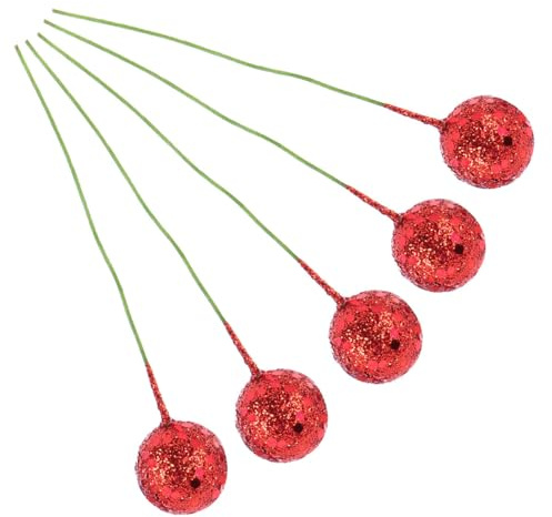 GOOHOCHY 50 Piezas Accesorios Bayas Navideñas para Decoración DIY Adornos Simulación Bayas Rojas para Árbol de Navidad y Belenes Festivos