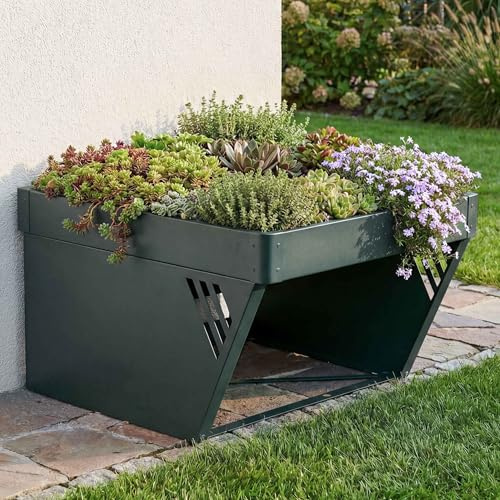 Mendler Garaje para robot cortacésped HWC-P41 – Verde | Techo, refugio, cortacésped, metal, 40 x 60 x 70 cm