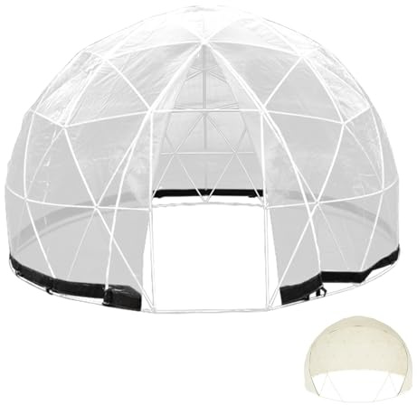 ERYUE Gazebo A Cupola Grande Tenda Da Giardino Per Feste Tenda Igloo Per 6-12 Persone Con 2 Coperture Riparo Da Giardino Portatile Tutte Le Stagioni, Cupola Geodetica Trasparente Di Facile Montaggio
