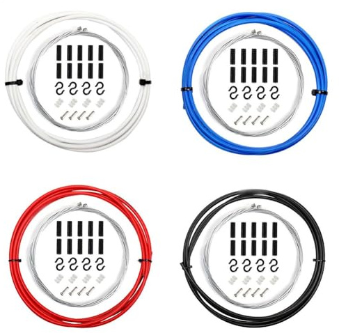 CashMuch Fahrrad Schaltzug Set für SRAM Schalthebel, 4 mm variable Geschwindigkeit Pipeline, Fronttransformator Innendraht, Rot/Blau/Weiß/Schwarz