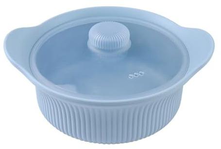 BlesConi Pentola a vapore in silicone con coperchio per verdure, gnocchi e alimenti per bambini, 22,8 x 10 cm, pentola in argilla (blu grande caldaia)
