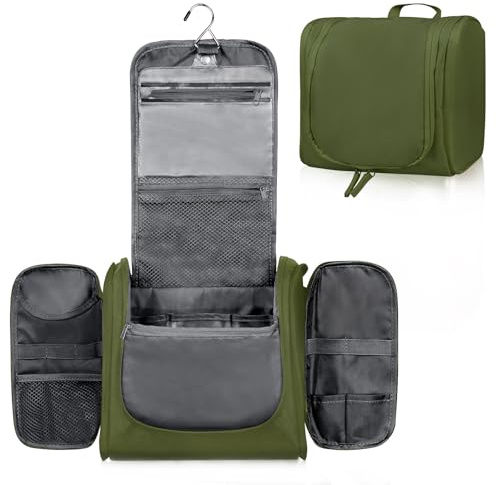 Grande Trousse de Toilette à Suspendre – Trousse de Voyage Déperlante pour Femme & Homme avec Crochet, Compartiments Multiples & Organisateur Maquillage