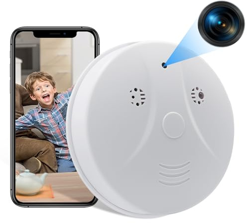 ZGSZ Caméra Cachée WiFi 5G, Caméra Cachée dans Un Détecteur de Fumée, Mini Caméra Cachée Wi-FI HD 1080P, Caméra Espion Wi-FI avec Vision Nocturne, Détection de Mouvement et Enregistrement en Boucle