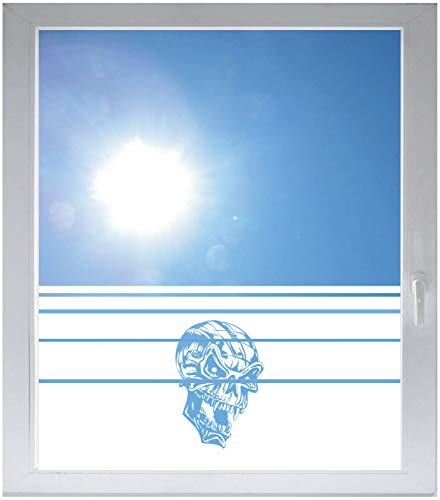 INDIGOS UG Sichtschutzfolie Glasdekorfolie Fensterfolie mit Motiv satiniert Blickdicht - w918 Totenkopf Totenschädel - Schädel - Skull - Bones - 1200 mm Länge - 500 mm Höhe Streifen - selbstklebend