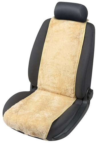WALSER Lammfell Sitzauflage Cosmo, 100% Lammfell Autositz Sitzauflage, Sitzauflage Lammfell, Sitzauflagen Auto Lammfell, Sitzschoner Lammfell, Autositzauflage Lammfell, Schonbezug Fell beige