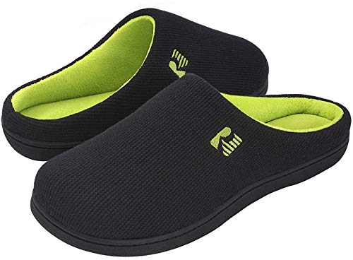 RockDove Men's Original Two-Tone Memory Foam Slipper, Size 10/11 UK Men, Black and Lime