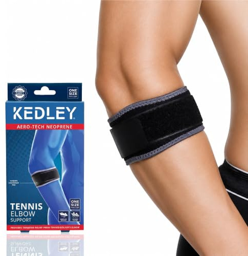 Tennis Elbow Brace/Golfer’s Elbow Support Strap Single Pack - Medical Grade Forearm Compression Band for Tendonitis & Epicondylitis - Adjustable Lightweight Elbow Brace for Sports | Breathable neoprene construction with a moisture-wicking layer for airflow, heat retention and all-day comfort.