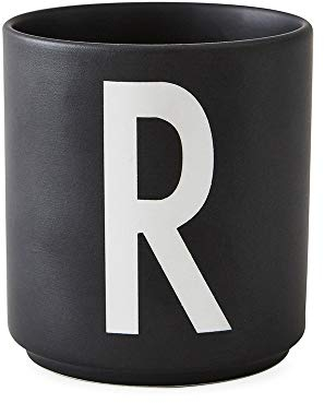Design Letters - Personal Porzellanbecher - schwarz - R - Arne Jacobsen - Design - Tasse