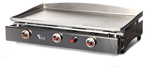 Plancha Tonio – Plancha Lagoa para 15 a 30 Personas – Gas butano propano – Placa de cocción de Acero Inoxidable 5 mm – Cajón Todo INOX – 7800 W – Encendido piezzo electrónico – Fabricación 100%