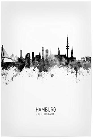 artboxONE Poster 30x20 cm Städte Hamburg Germany Skyline BW - Bild Hamburg Cityscape Deutschland
