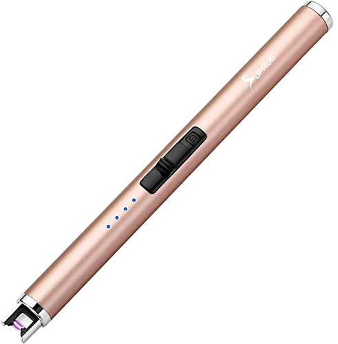 SUPRUS Lichtbogen Feuerzeug Elektronisch Feuerzeug Stabfeuerzeug Triple-SICHERHEITS USB Aufladbares Plasma(Gold)
