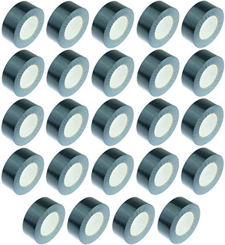 iapyx 24 Rollen Klebeband Gewebeband 50 m x 48 mm SCHWARZ - Panzerband Steinband Gaffa Tape Reparaturband (Schwarz, 24 Rollen)