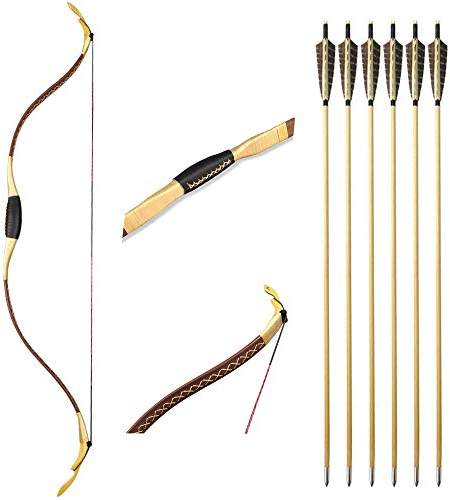 SHARROW Traditioneller Bogen Recurve Bogen und Pfeile Set 20-40lbs Reiterbogen Handgemacht Holzbogen im Türkischen Stil Pferderücken Mongolian Horsebow Jagdbogen (40lbs, Typ 2)