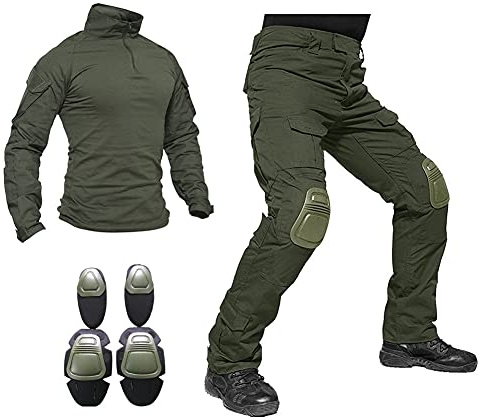 Lilychan Tactical Military Suits für Herren Langarm-Rip-Stop-Uniformen Combat Shirt und Pants Elbow Knee Pads