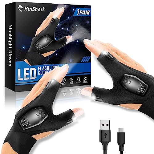 Hinshark Geschenke für Männer, Handschuhe mit Licht Angelzubehör, Männergeschenke, Geburtstagsgeschenk Gadgets für Männer Geschenke für Papa, Weihnachtsgeschenke Adventskalender Füllung Männer