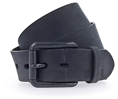 MUSTANG Herren Ledergürtel MG2043 40mm Gürtelbreite Jeansgürtel Echt Leder LEATHER BELT 85 90 95 100 105 110 115 120cm Gürtellänge Braun Schwarz, Größe:95cm, Farbe:Black 0790