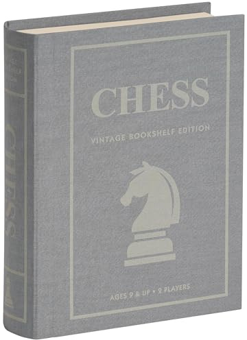 WS Game Company Chess Vintage Bookshelf Edition, Classic Strategy Game Set in Linen Wrapped Book Box & Slipcase - Full Size Folding Board, Wooden Pieces - Chess Sets for Adults & Kids, Ages 9+