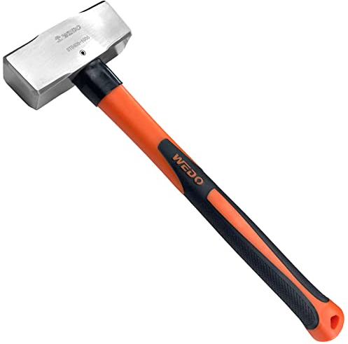 WEDO Edelstahlhammer,Vorschlaghammer mit Fiberglasstiel,1500g,Länge 400mm,Edelstahl Abbruchhammer,Schlosser-Hammer,Kopf geschmiedet,Ingenieurhammer,Korrosionsschutz Stahlfäustel