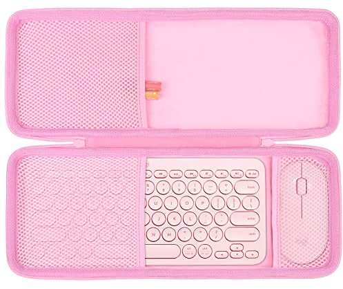 co2CREA Hard Travel Case Cover for Logitech K380 Wireless Keyboard (Can be Stored Logitech M355) (Box Only, Does Not Include Keyboard/Mouse Set) (Pink)