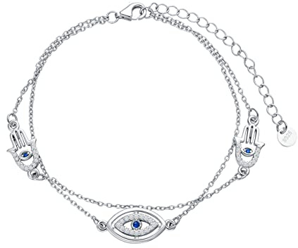 VONALA Sterling Silver Bracelet Evil Eye Claddagh Heart Butterfly Link Chain Bracelets Jewellery Gifts for Women Girls