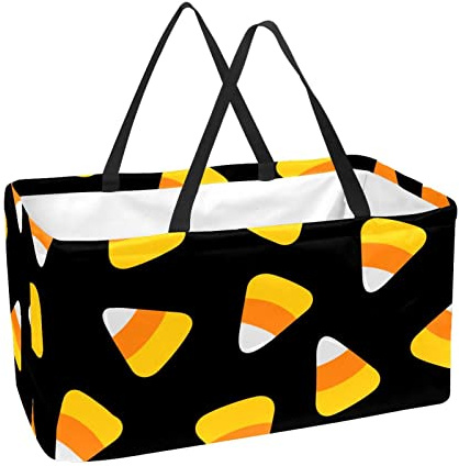 Cesta de compras rectangular Cestas de lavandería Cajas de almacenamiento de tela Cajas de almacenamiento de Halloween Candy Maíz Negro