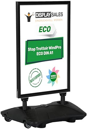 DISPLAY SALES Plakatständer WindPro® ECO | Kundenstopper OUTDOOR in DIN A1 | Plakataufsteller A1 wetterfest in schwarz | Aufsteller Werbung beidseitig nutzbar für 2 Plakate | Plakataufsteller für den geschützten Außenbereich, beidseitig nutzbar für 2 Plakate, Plakatständer WindPro ECO