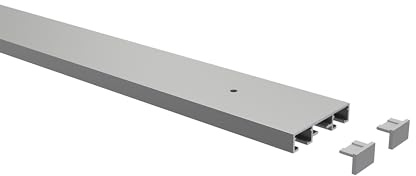 INTERDECO Gardinenschiene, Vorhangschiene und Deckenschiene 2-läufig aus Aluminium, flache Objektschiene, Silber-Grau, vorgebohrt, zur einfachen Deckenmontage, Typ 15201200, 360 cm