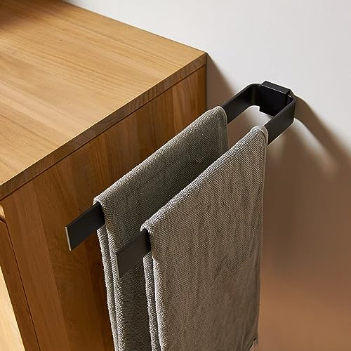 Designfabrik Hamburg Handtuchhalter zweiarmig 42 cm | Doppel Handtuchstange für Bad & Küche | Handtuchhalter Wand | Halterung für Handtücher | Handtuchhalter Schwarz | Modernes Design