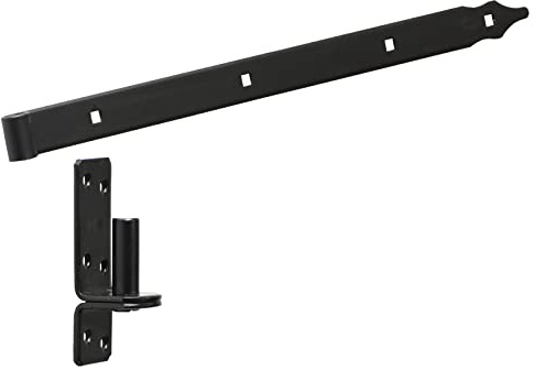 BRESKO Ladenband mit Kloben Set schwarz pulverbeschichtung 30-80 cm Torband Türband charnier Tor Gartentor (L: 500x40x5 mm / Ø16 mm Dorn)
