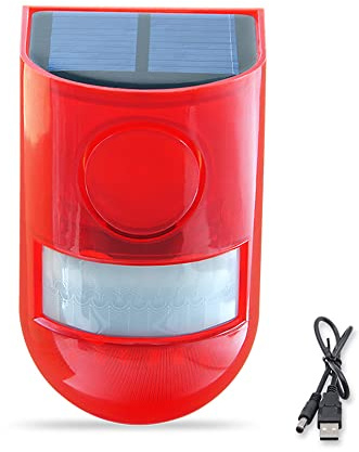 ThreeH Luz Solar de Alarma con Detector de Movimiento Mando a Distancia IP65 Luz Solar de Alarma 4 Modos de Trabajo 110dB Sonido Fuerte Luz de Sirena de Seguridad | IP65, 4 Modos de Trabajo, 129db Sonido Fuerte, Luz de Sirena de Seguridad Para Uso Exterior Todo el Día, Resistente al Agua