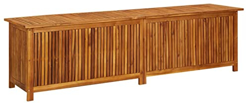 Keketa Garten Aufbewahrungsbox Auflagenbox Kissenbox Gartenbox Gartenbank Auflagentruhe Holztruhe Gartentruhe Gerätebox für Garten Terrasse Outdoor 200x50x58 cm Massivholz Akazie