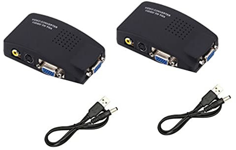 2X AV to VGA Adapter RCA VGA Converter PC RCA Composite S-Video AV Input to PC VGA LCD Output Converter Switch Box