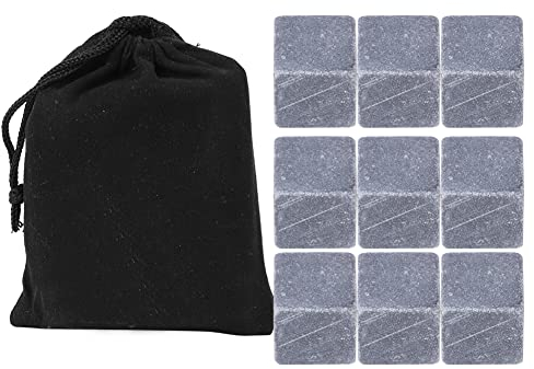 9 Piedras de Mármol para Whisky, Bolas de Cubitos de Hielo Reutilizables, Enfriador de Vino con Bolsa de Almacenamiento, Bolas de Refrigeración para Bebidas, Bebidas, Cerveza, Regalo para Hombres