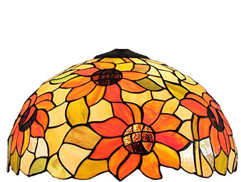 BOTOWI Sunflower Lampshade Replacement Only Tiffany Style Stained Glass Lamp Shade Vintage Light Cover Accessories for Table Lamps, Pendant Lights, Ceiling Light, Floor Lights, Desk Lamp,16inch