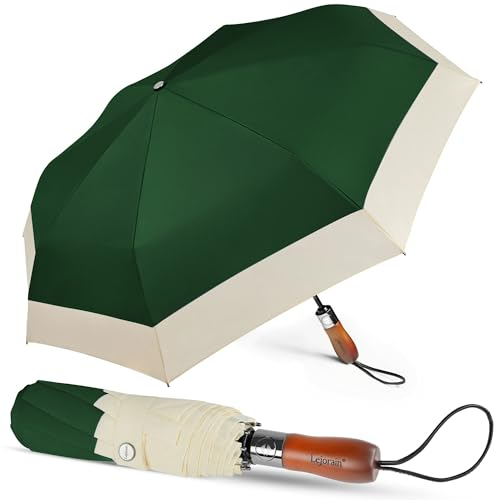 Lejorain Kompakter Golfschirm, groß, 137,2 cm, Reise-Regenschirm, tragbar, automatisch, faltbar, winddicht, für Herren, strapazierfähig, 210T, Dupont-Teflon-Beschichtung, Regenschirm für Regen