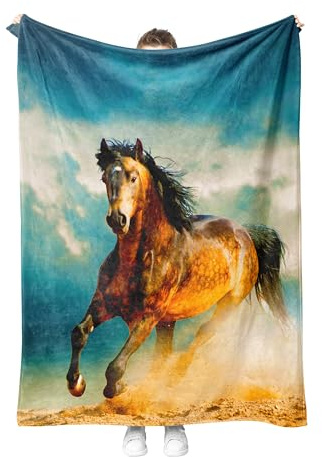 SHUAIG Couverture Douillette pour Cheval,Couverture de Cheval 3D,couvertur de canapé pour Adolescents, Adultes, Style campagnard Rustique pour lit. (Style 3, 150x200 cm)