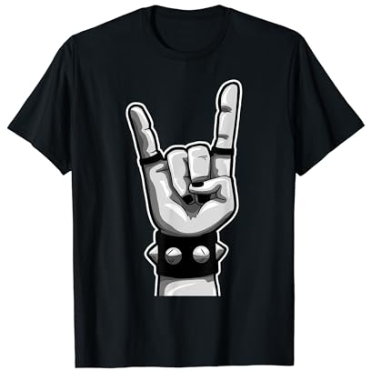 Hard Rock Pommesgabel Hand Heavy Metal Symbol T-Shirt