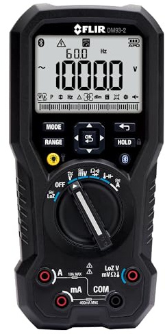 FLIR DM93-2 True RMS Industrial Digital Multimeter | 5-stell. Dual-Display, LED-Beleuchtung, VFD-Modus, LoZ, LED-Arbeitslicht, METERLiNK, Leitungen, Sonde