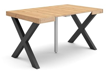 Skraut Home | Consolle allungabile | Tavolo consolle allungabile | 140 | Per 6 persone | Gambe in legno | Stile moderno | Rovere