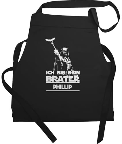 Schürze - Grillschürze Herren - Ich bin dein Brater mit Name - Geschenk Männer Grill Zubehör Lustig Vatertag Weihnachten - 60x87 - Schwarz - geschenke für personalisierte bräter schürzen
